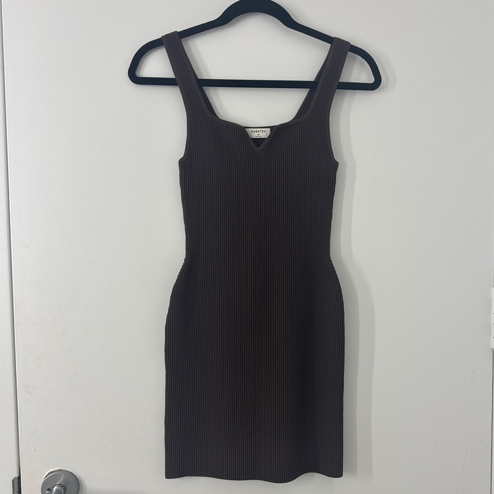 Babaton Sculpt Knit Brown Bodycon Dress